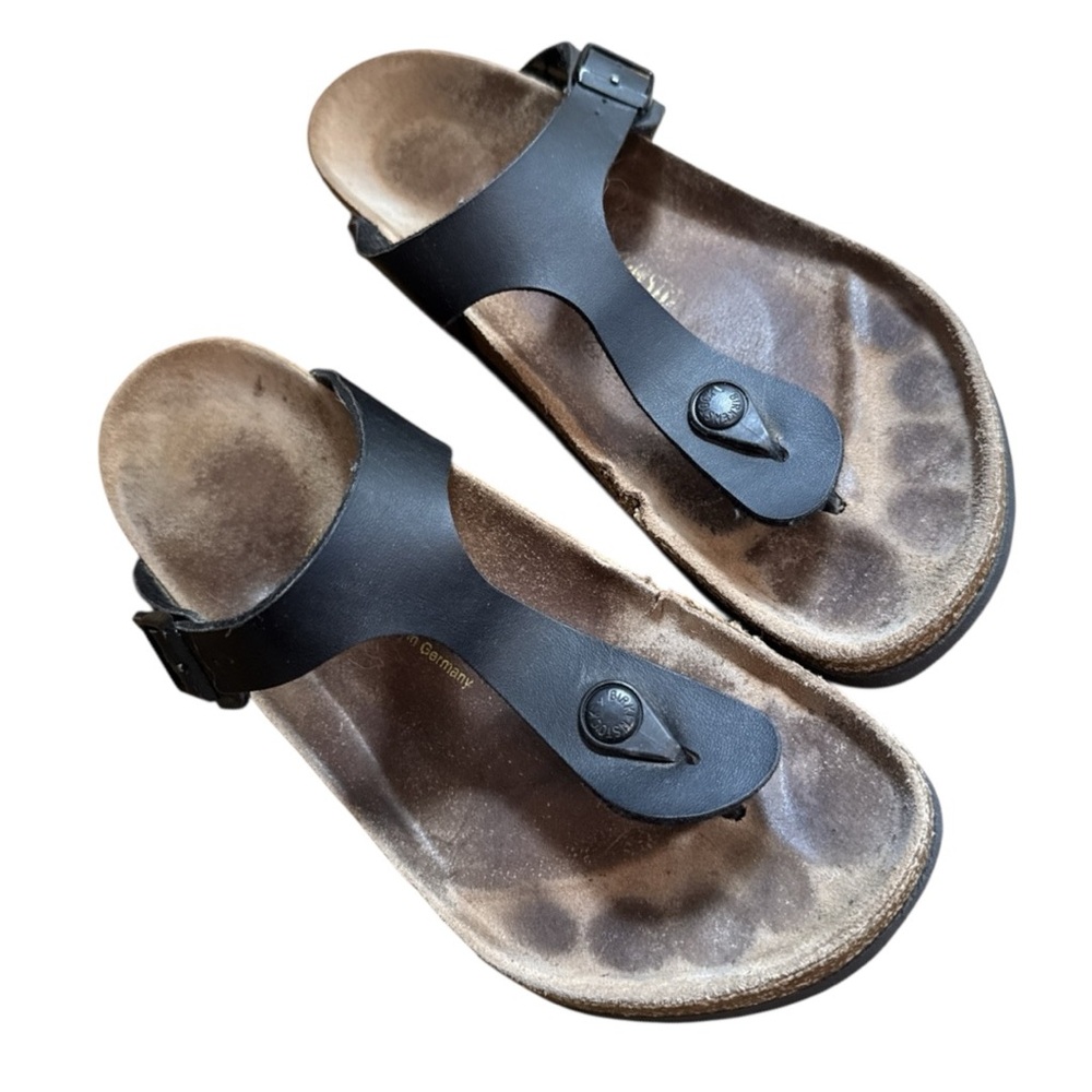 Birkenstock Black Leather Thong Sandals